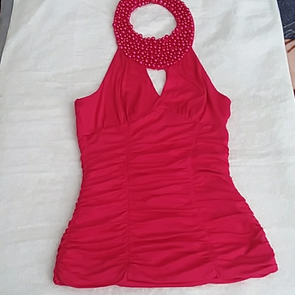 Beaded neck sexy halter top
